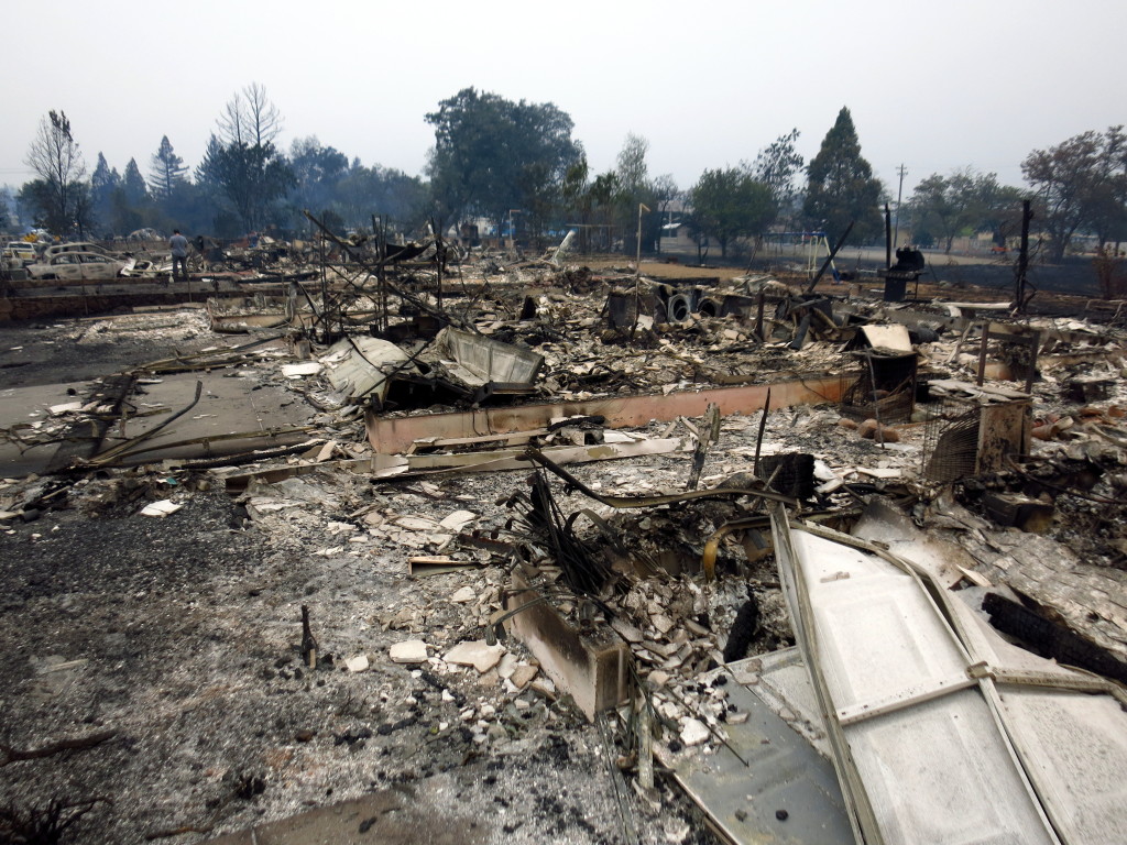Houses on Jefferson Court in Middletown, CA were burned to the ground Saturday night into Sunday morning. Firefighters said they were given minutes to get residents out. Photo by Josh Keppel, NBC Bay Area